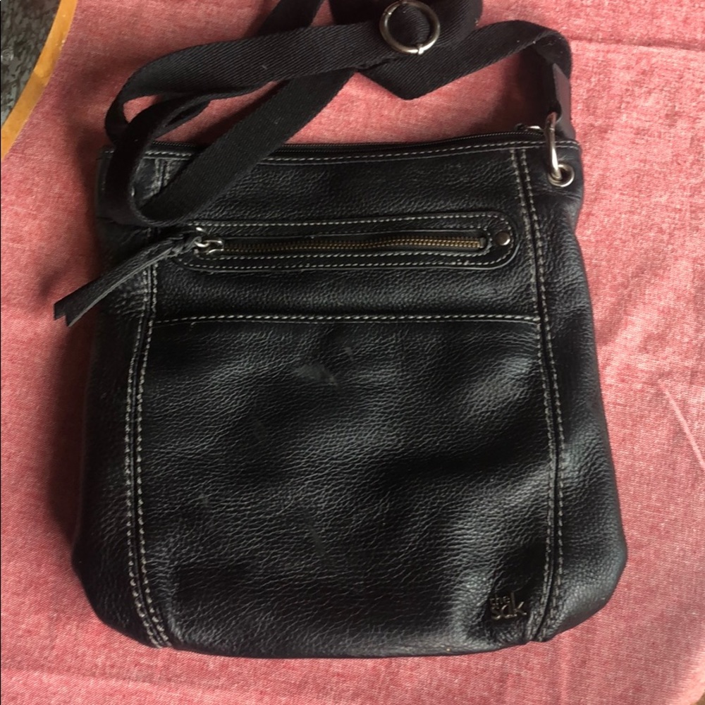 The sak black leather crossbody purse